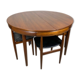 Hans Olsen Roundette table in Afromosia and chairs