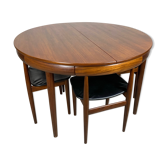 Table ronde et chaises d'Hans Olsen à Afromosia