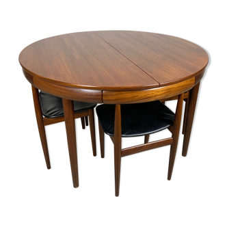 Hans Olsen Roundette table in Afromosia and chairs