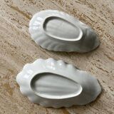 Duo of white earthenware shell bowls