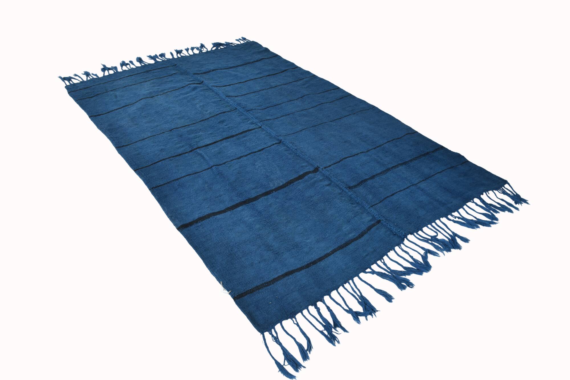 Mid Century Modern Blue Vintage Rug, 147x222Cm
