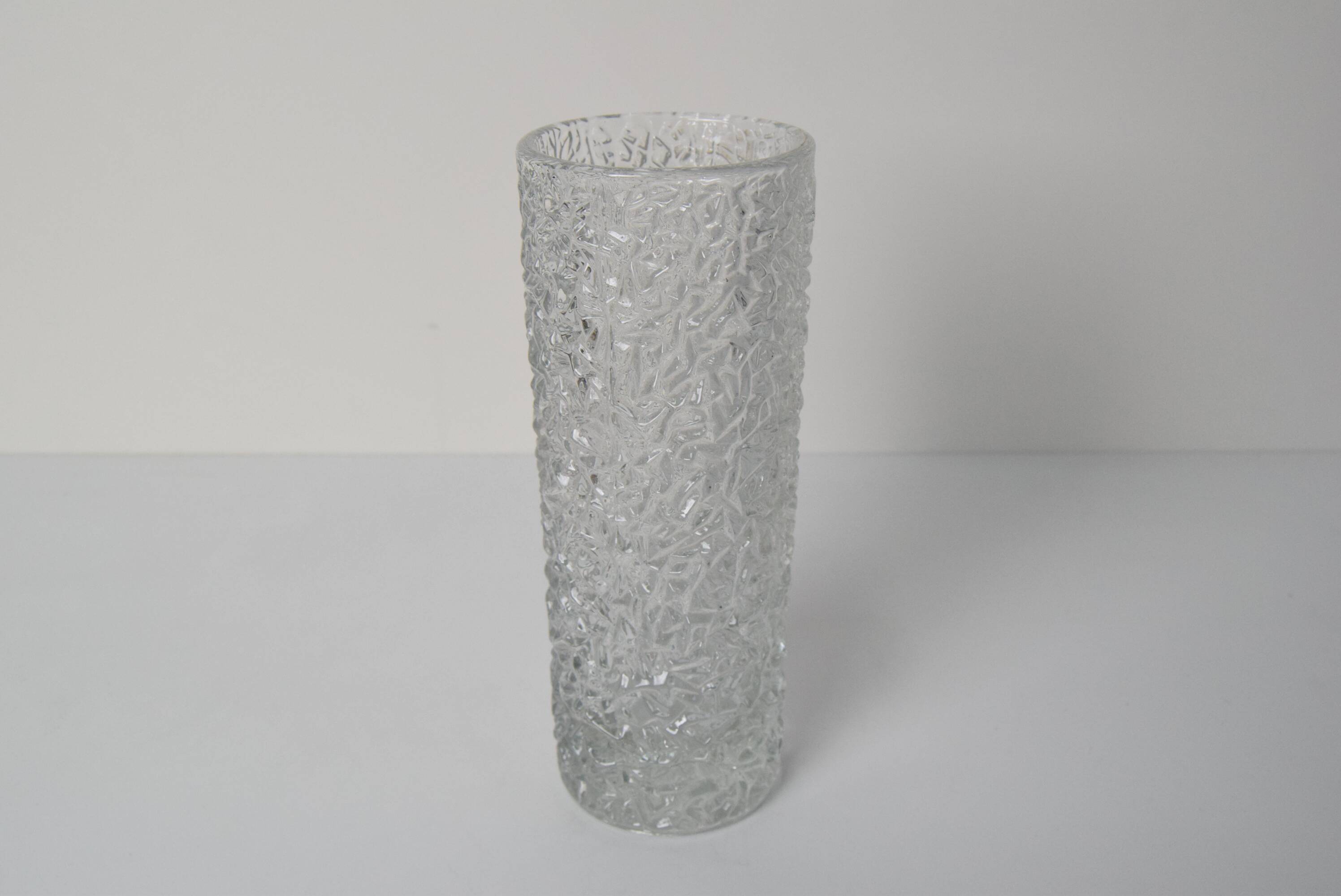 Vintage Pressed Glass Vase by Václav Hanuš for Sklo Union Libochovice, 1970's.