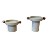 Set of two Scandinavian design candle holders.
