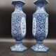 Antique 19th century Delft pair of hexagonal vases - Petrus Regout Maestricht