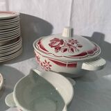 Art Deco pink earthenware service by Badonviller, porcelain, circa 1930