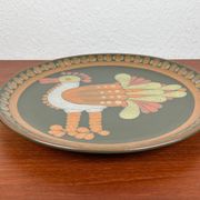 Vintage German ceramic wall plate with bird motif from Keramik Manufaktur Kupfermühle, 1970s.
