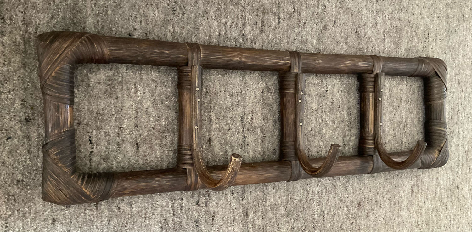 Vintage rattan coat rack from the 60s