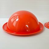 Vintage 1970 salad bowl in orange plastic 70s space age on removable base
