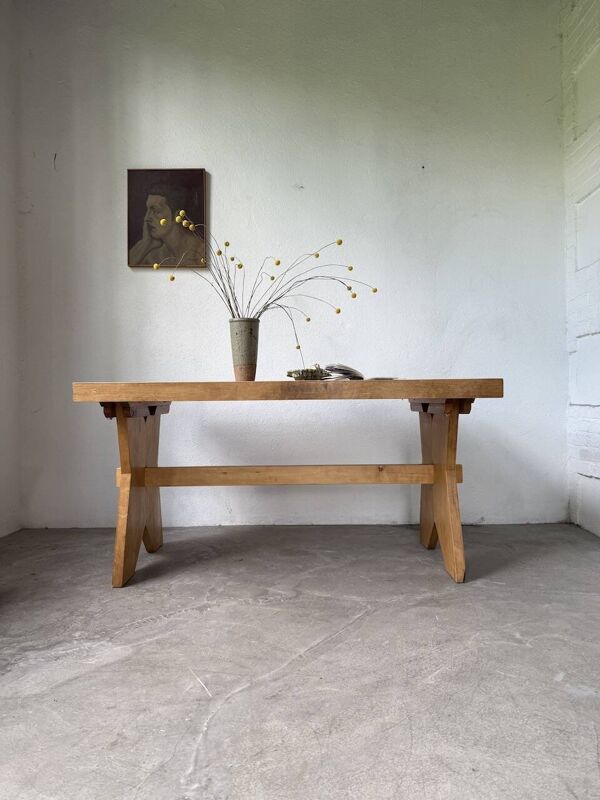 Table, mobilier de montagne en hêtre, 1950