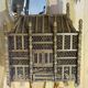 Large wooden bird cage, nineteenth century mastery work, 101 x 120 cm