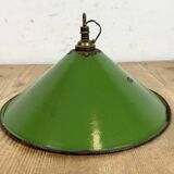 Industrial British Green Enamel Factory Pendant Lamp, 1950s