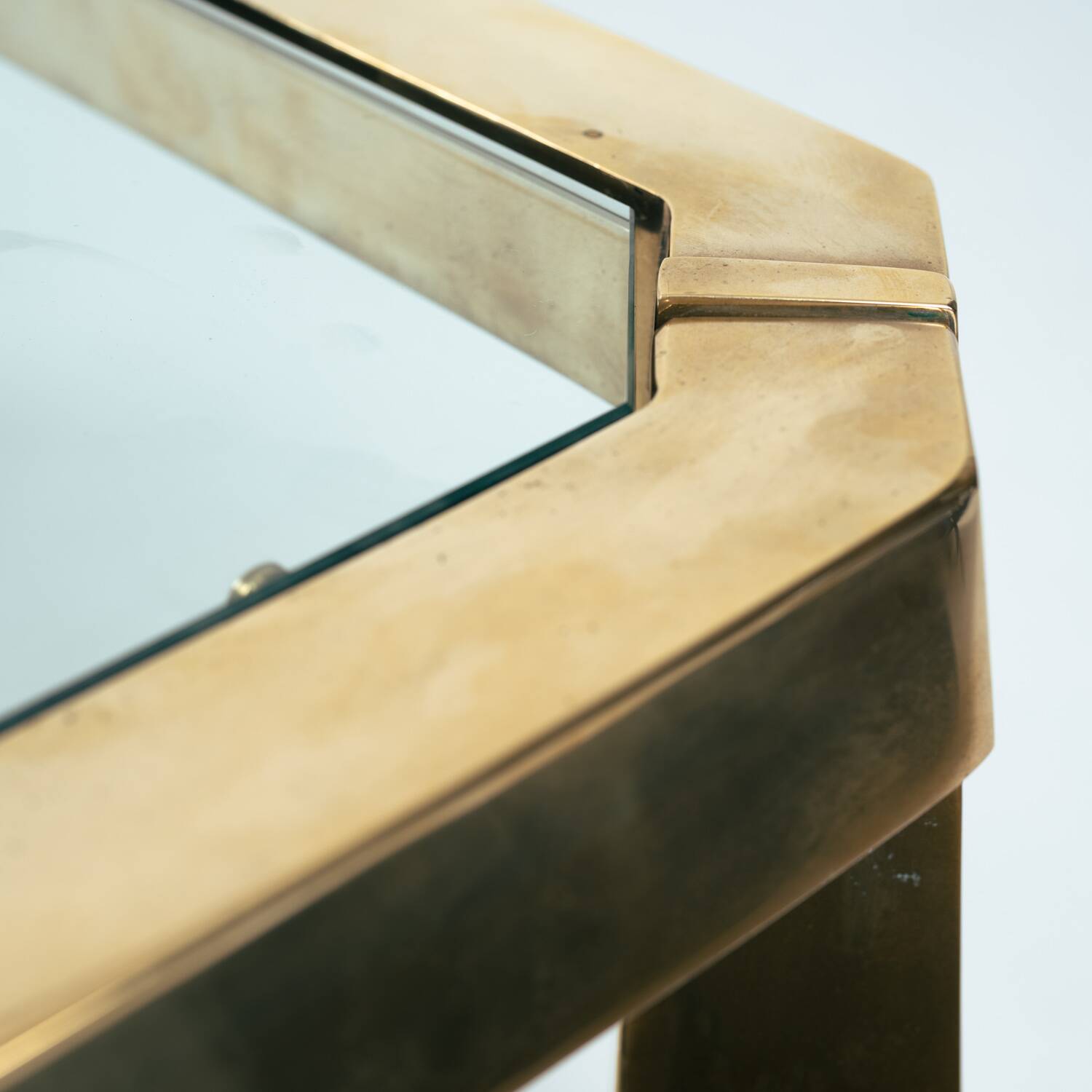 Peter Ghyczy brass and glass coffee table, Netherlands, 1980s