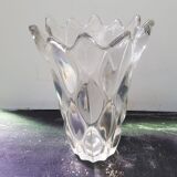 Ancien vase verre moulé transparent forme bulles décoration vintage
