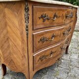 Louis XV style commode in marquetry, 20th century.