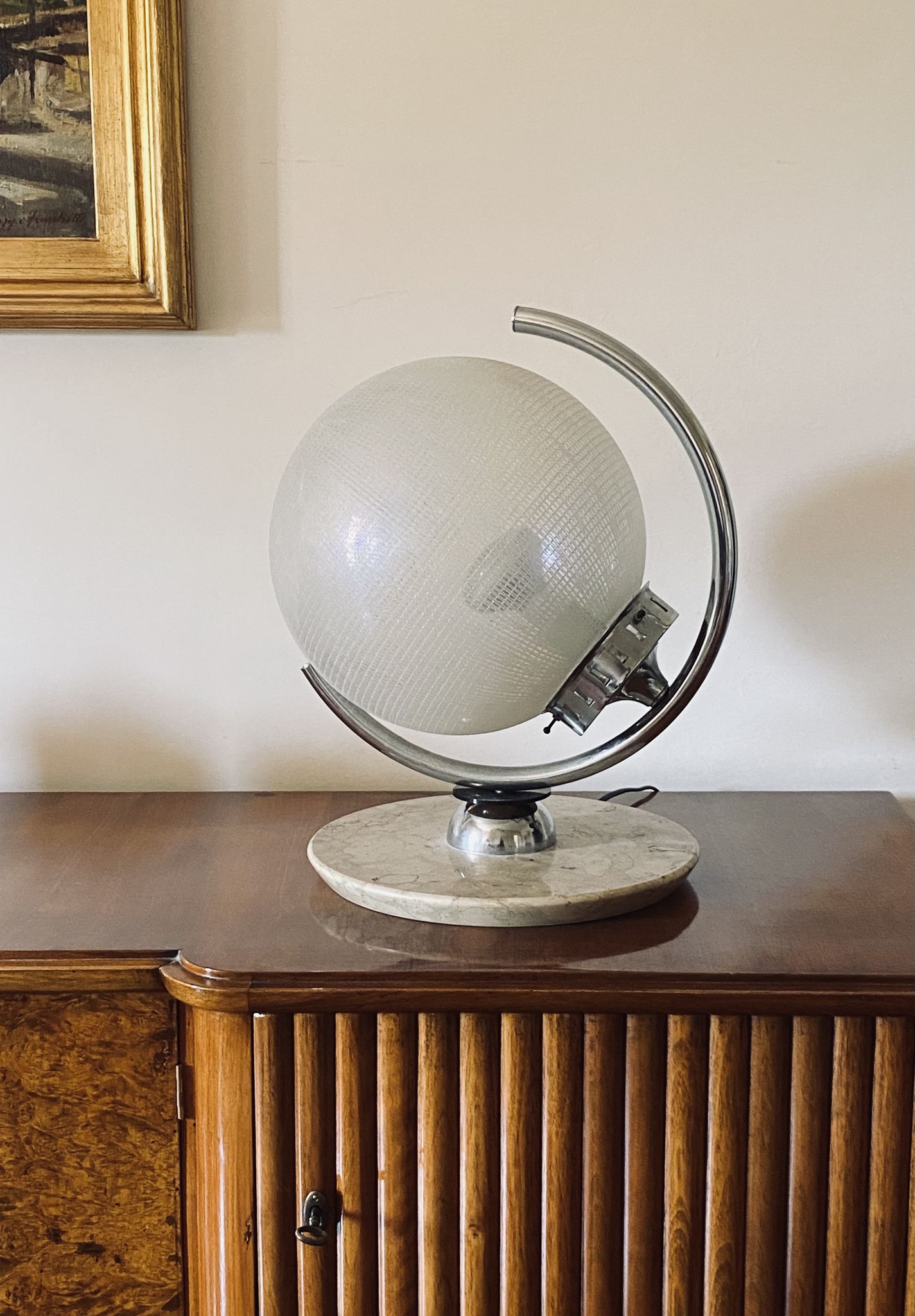 Murano glass spherical table lamp, Mazzega Italy 1970s