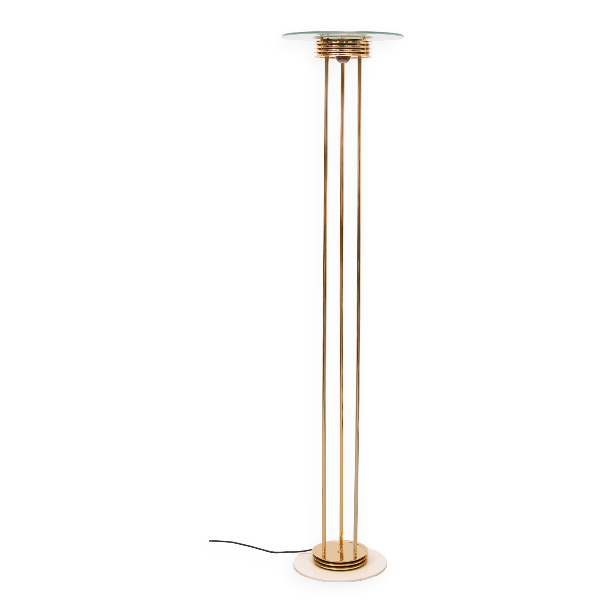Impressive Large Brass Halogen floor lamp 1980s