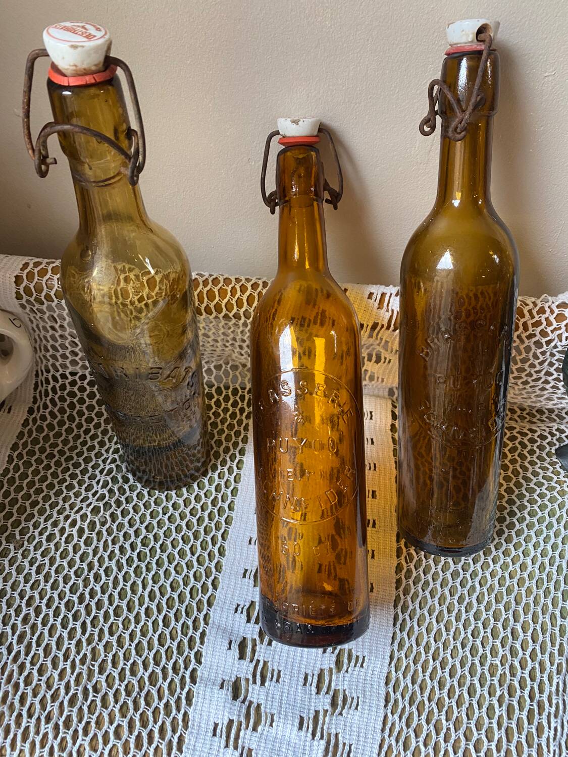 Antique amber bottles