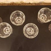 Set of 6 clear glass stemmed glasses