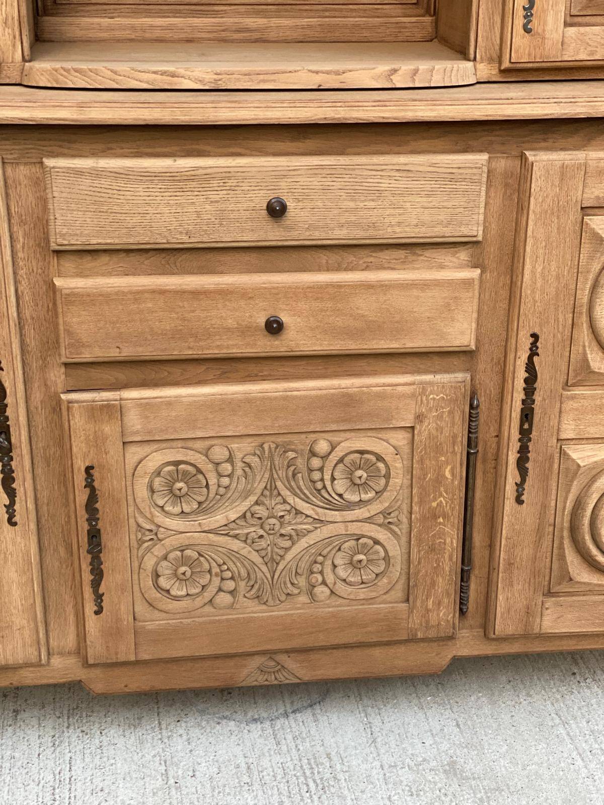 2-part Breton sideboard renovated in solid raw oak 200cm