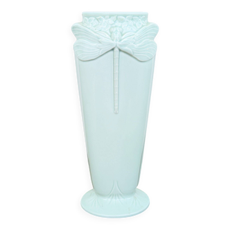 Christofle ceramic vase "Dragonflies" celadon