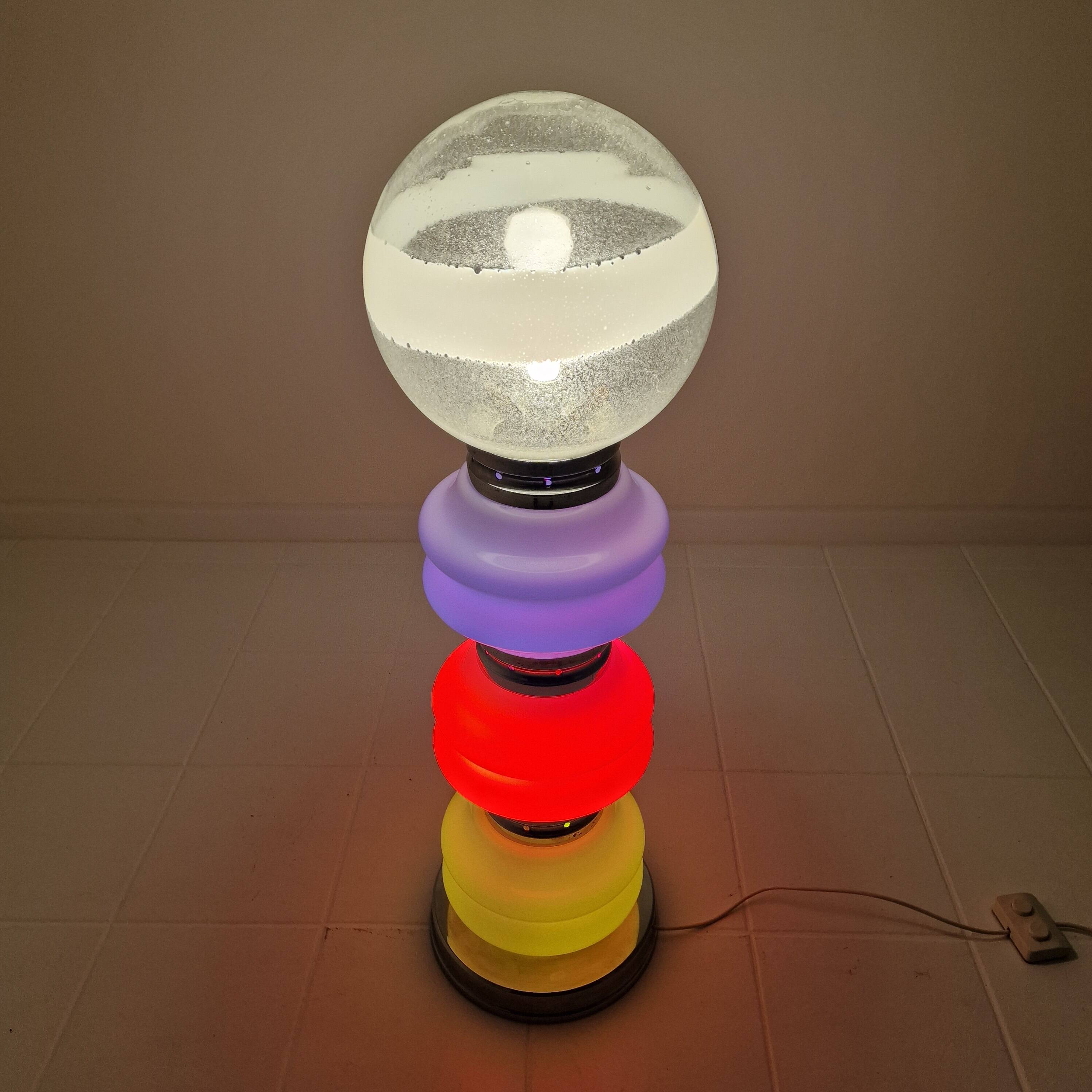 Italian Murano Floor Lamp  in 3 Colors Light, 1970s