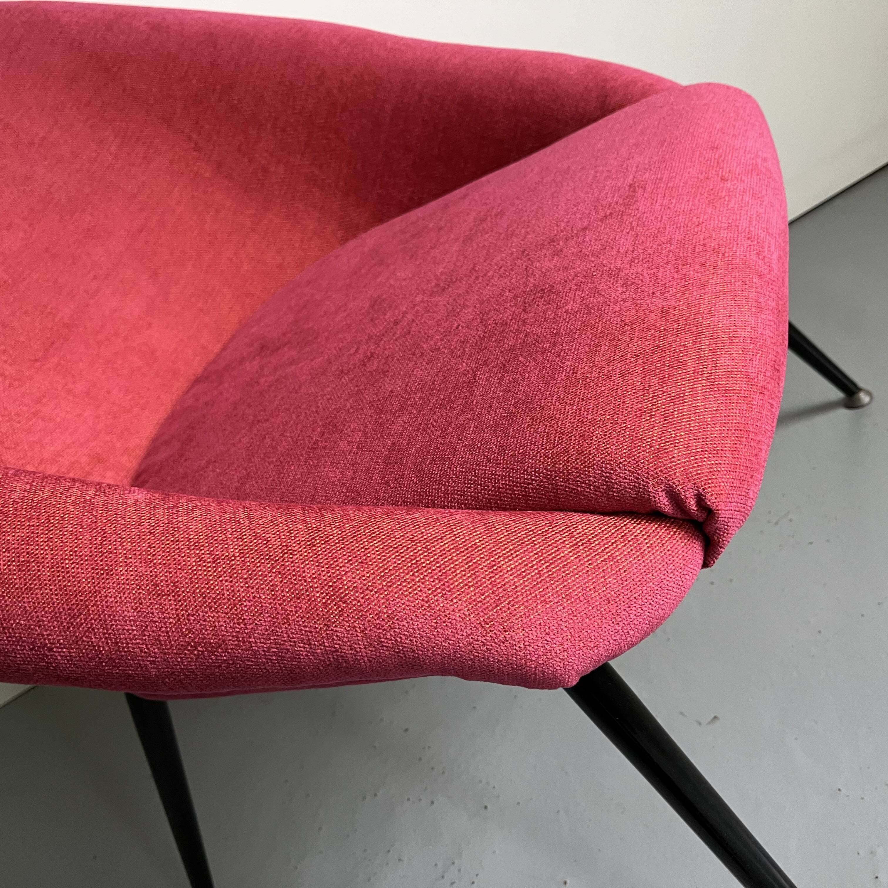 Hot Pink Post Modern Chair with Metal Legs, Vintage Space Age Armchair