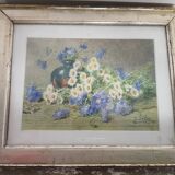 Tableau aquarelle signé Bouquet de fleurs