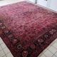 1920s Handmade Antique Wool Floral Rug, Red & Navy, 313 × 396 cm - 1C1303