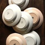 6 mismatched deep plates pairs Digoin Sarreguemines red blue pink