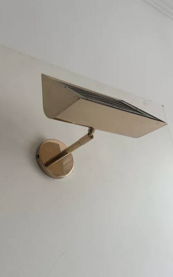 Pair of vintage adjustable solid brass wall lights France 1970