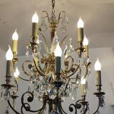 Crystal and bronze chandelier 12 arms of light