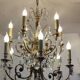 Crystal and bronze chandelier 12 arms of light