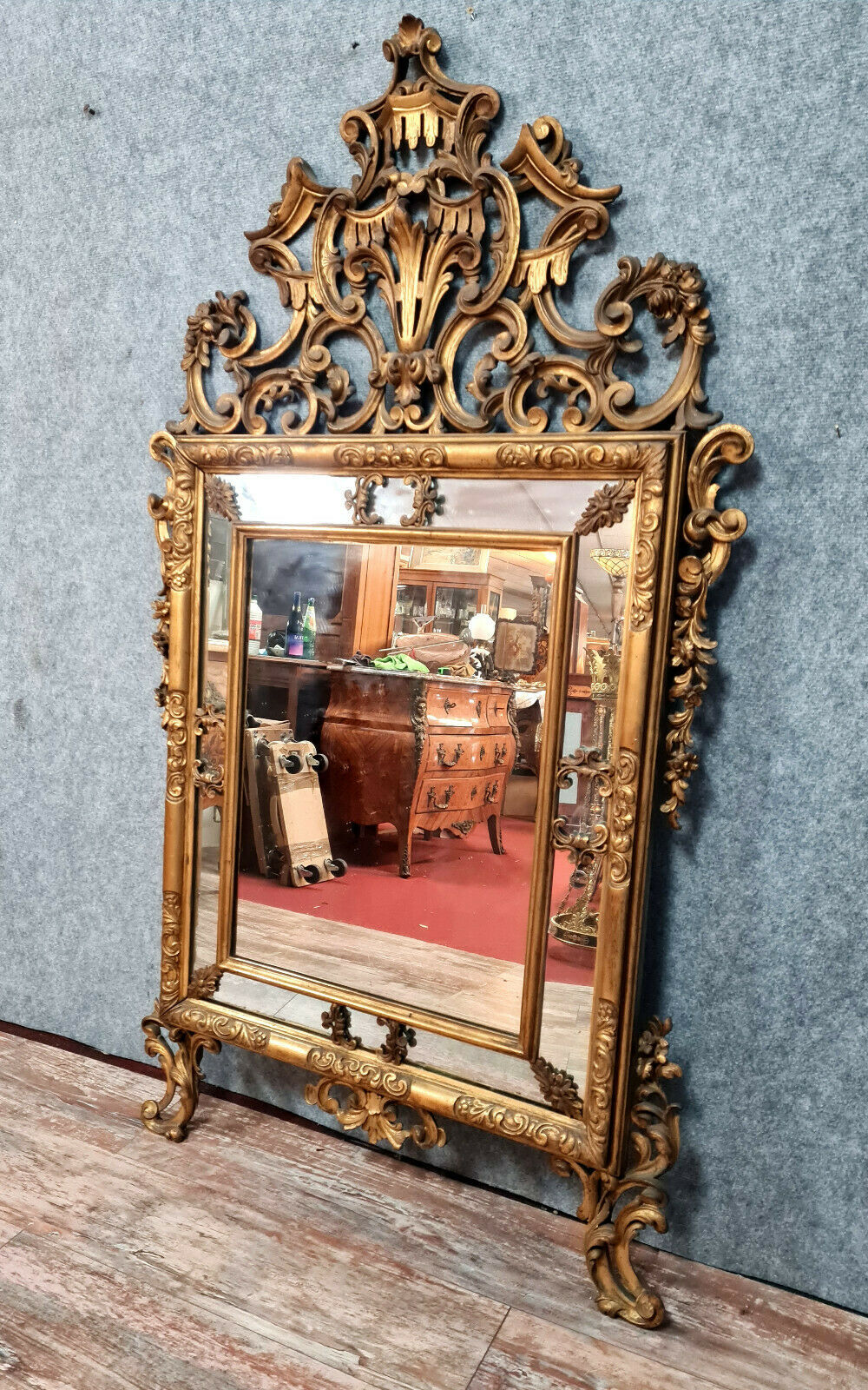 mirror Louis XV- Regency a pare closed in gilded wood around 1850-1880   166x93cm