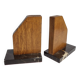 Pair of Art Deco bookends in solid wood and veined black marble