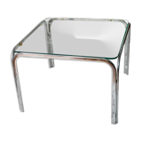 Table basse en verre et chrome design années 70