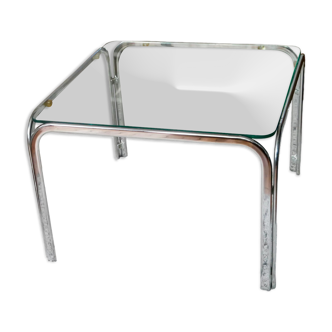 Table basse en verre et chrome design années 70