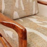 Vintage armchair in safari beige, 1965 mid-century modern design.