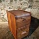 Vintage French oak office rolling cabinet with tambour door, 1950s.