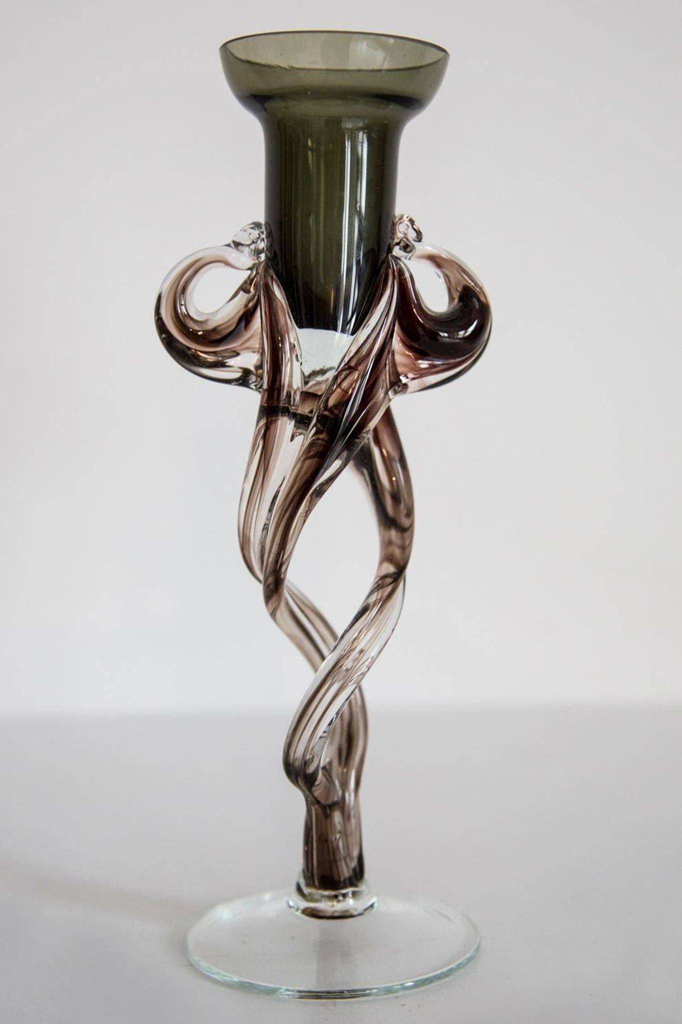Vintage brown mid-century artistic vase, Murano glass, Europe, 1970s.