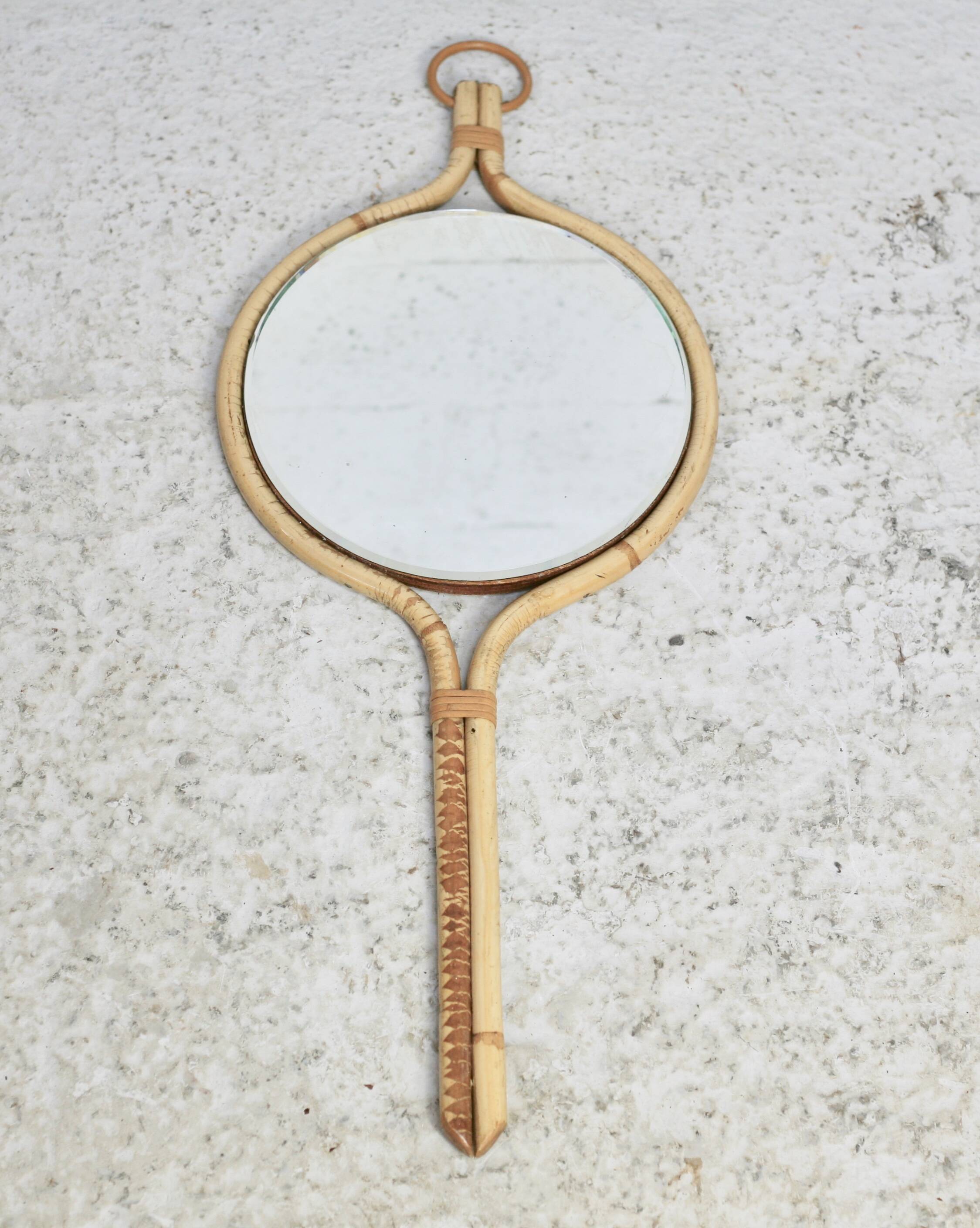 Rattan mirror in the style of Louis Sognot, France, 1950