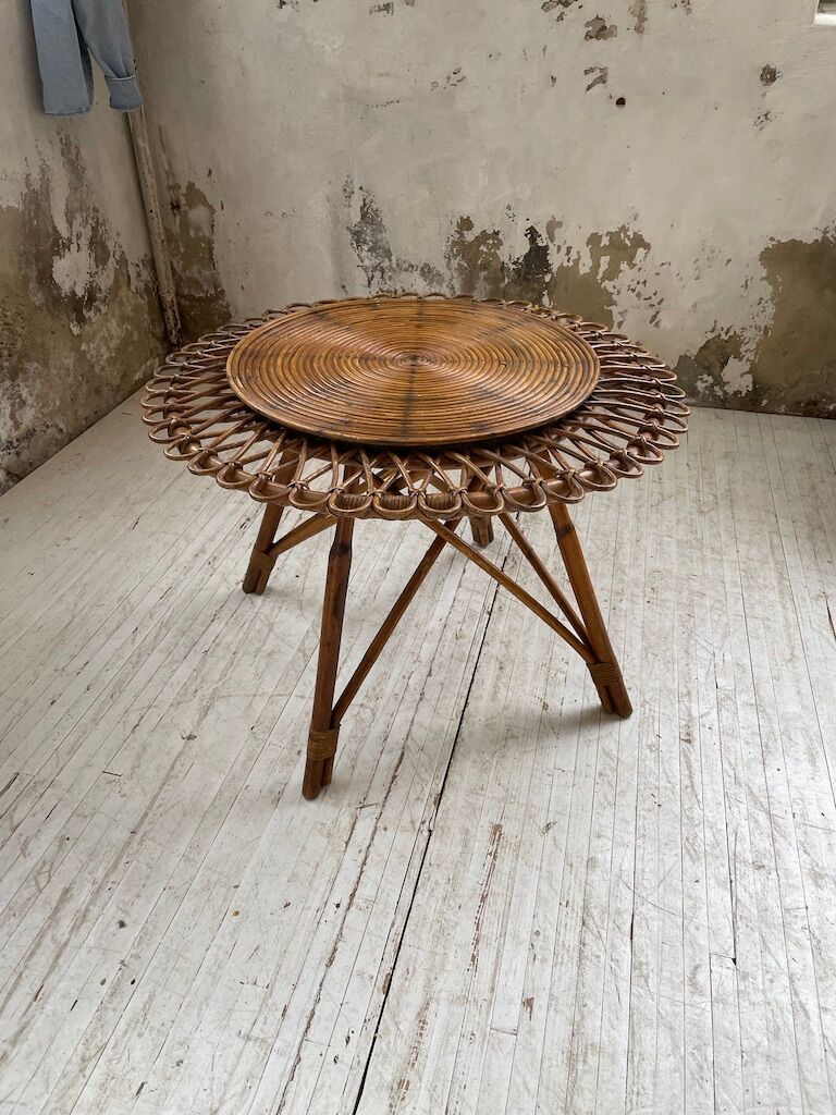 Rattan “sun” coffee table