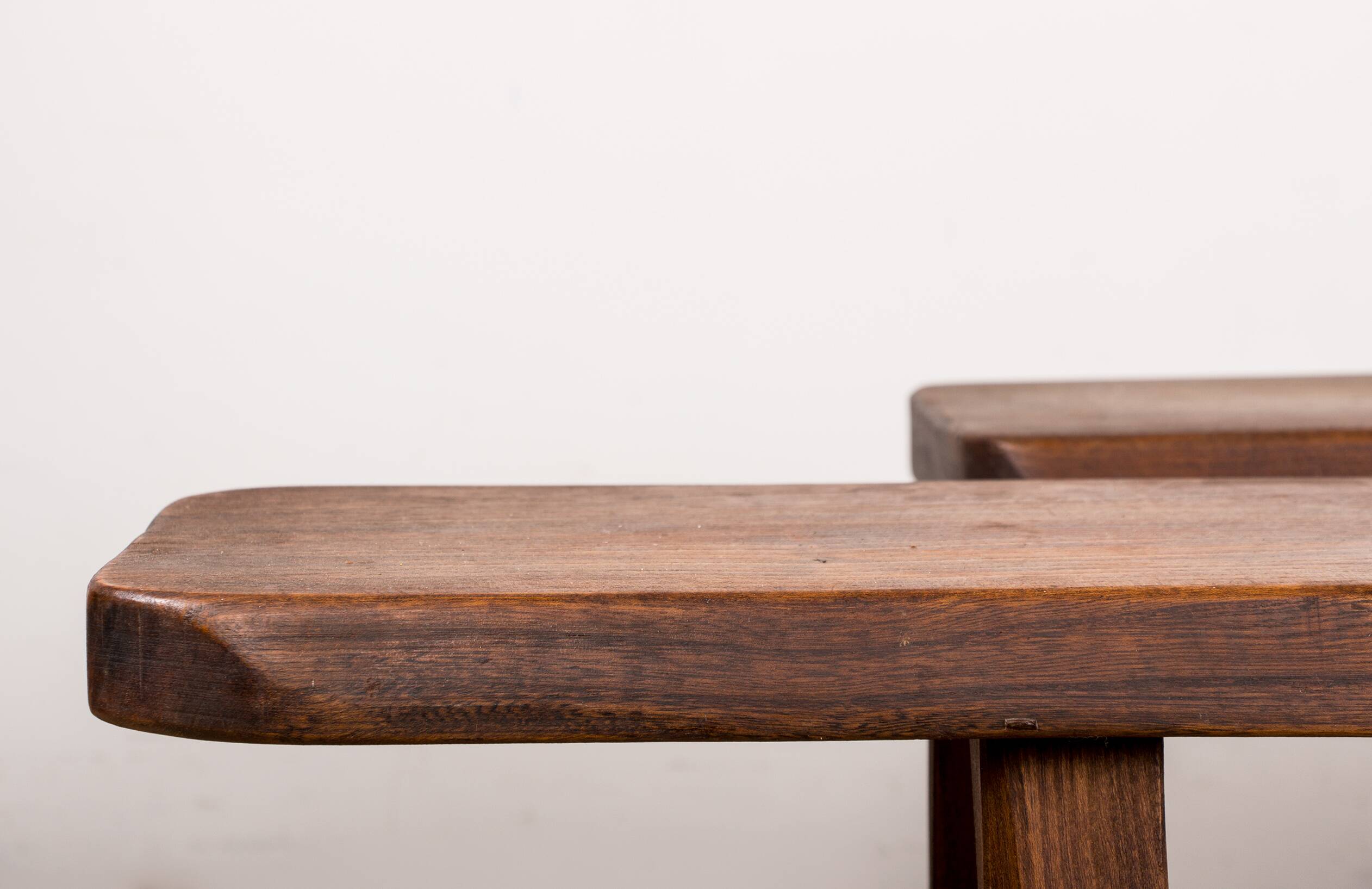 Pair of Scandinavian benches in Solid Elm by Olavi Hanninen 1960.