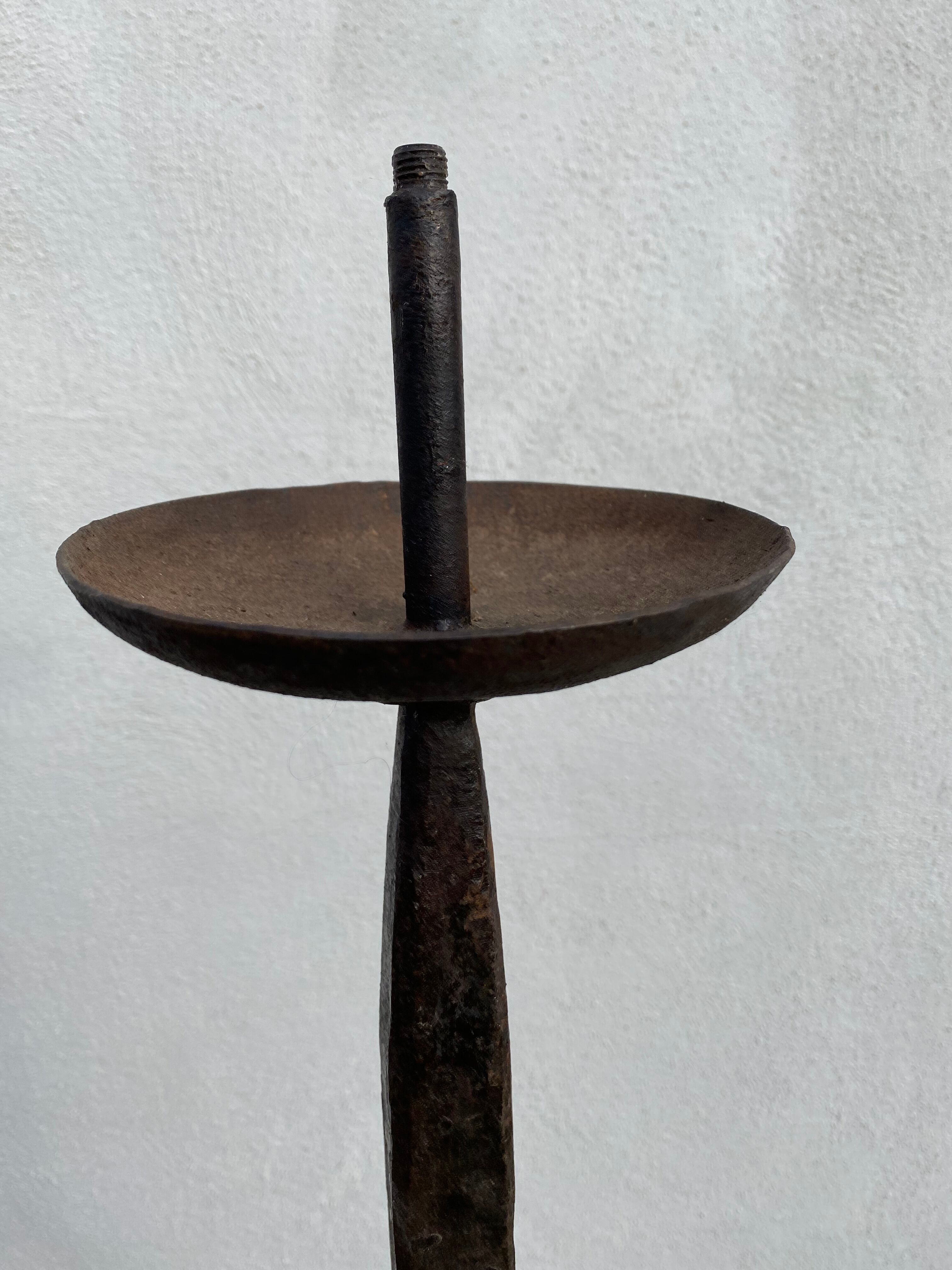 Floor lamp candle holder wrought iron brutalisms