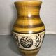 Old Beige Ceramic Vase - Black Drawings - Interior Marron Germany Vintage
