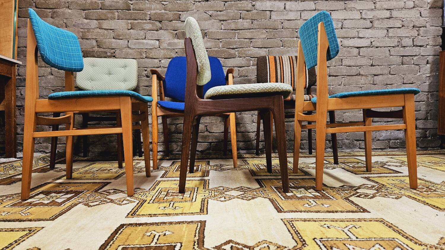 Set of 6 mismatched 1960s Scandinavian chairs
