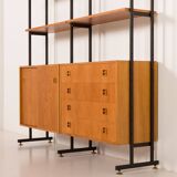Wall unit, Scandinavian bookshelf in oak, 1970s.