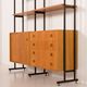 Wall unit, Scandinavian bookshelf in oak, 1970s.