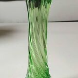 Murano style vase, in art glass. With twisted design/scalloped neck/27 cm
