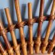 Asymmetrical sun mirror in rattan - vintage 1960s