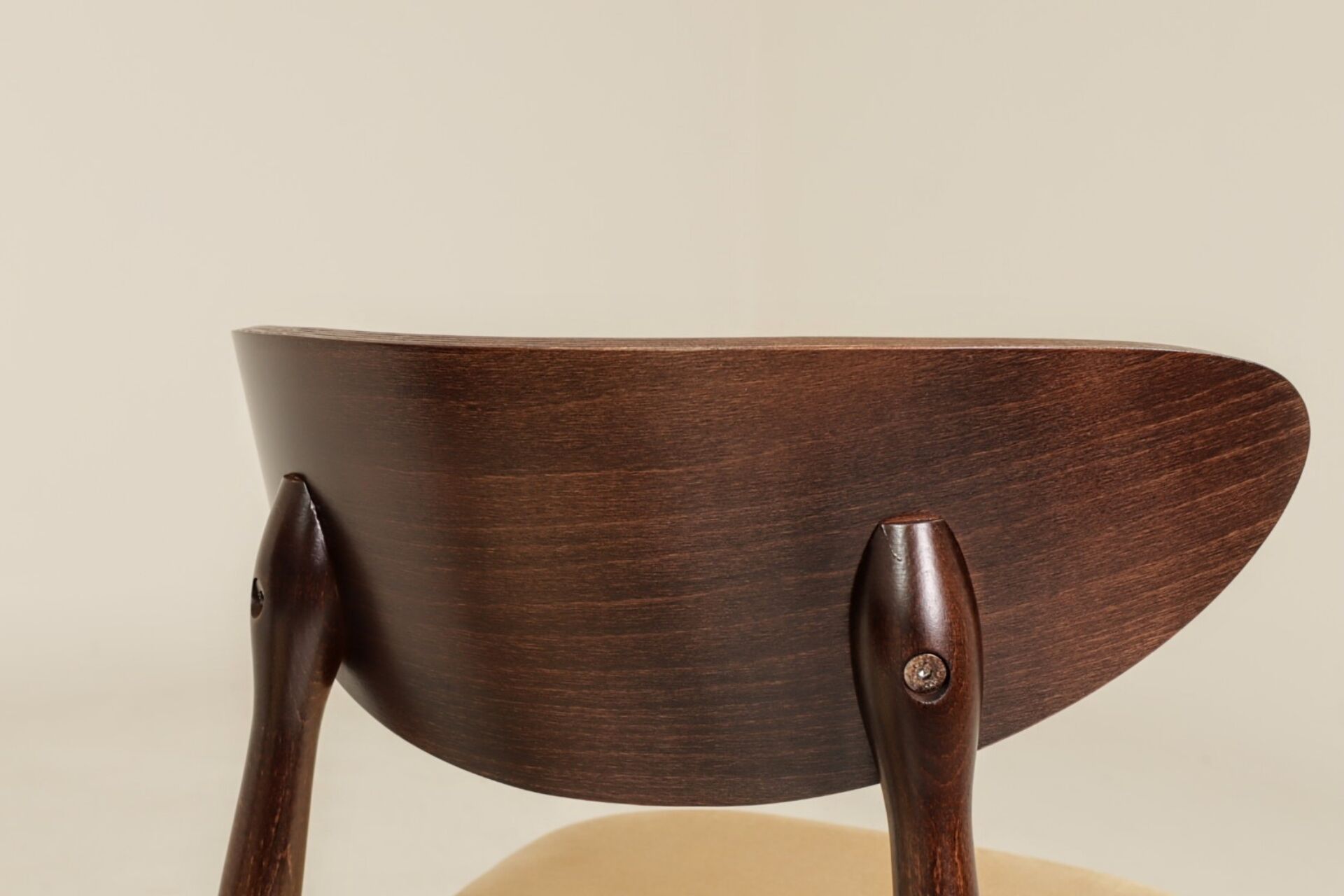 Modern Set of 6 Dining Chairs, Beige Pearl Velvet and Dark beech wood